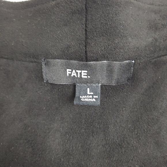 Fate Women’s Open Front Cardigan Sz Large Gray Black Wool Blend Sweater EUC - Picture 5 of 11